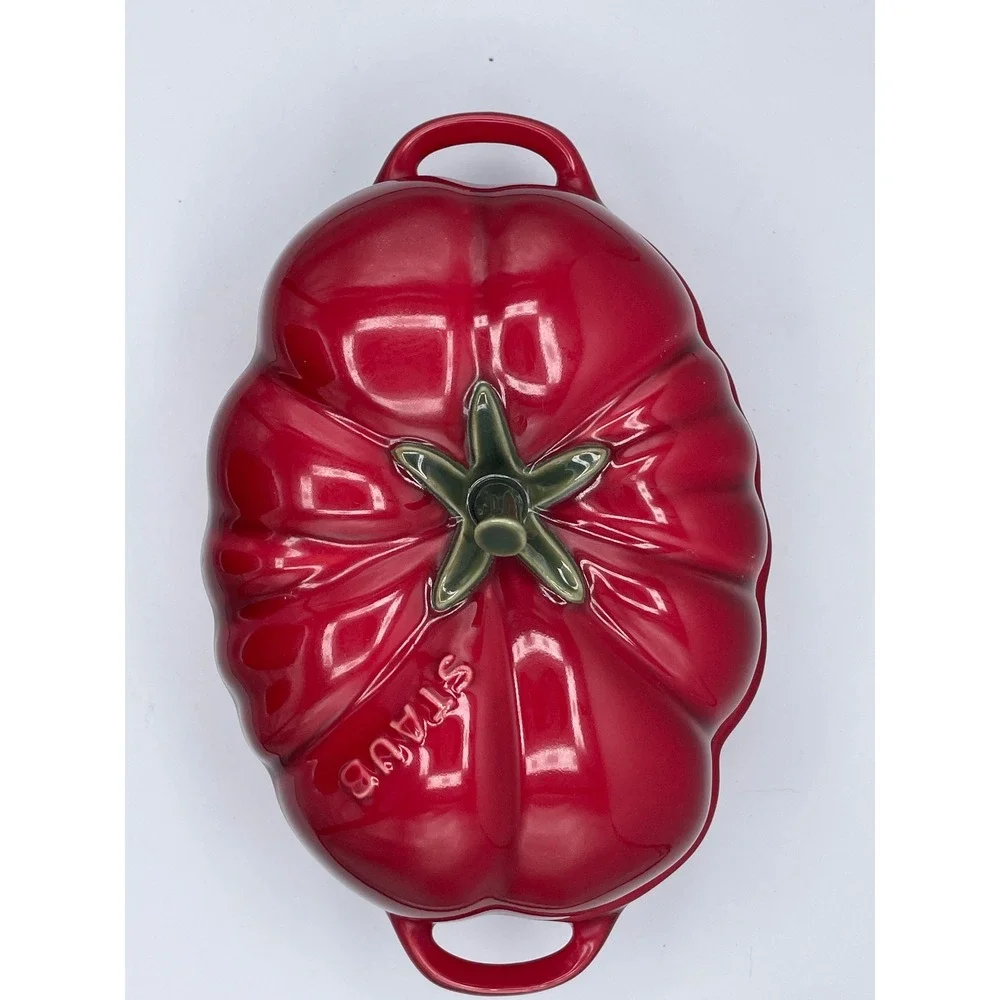 Staub Ceramic Petite Tomato Cocotte 16 oz Cherry Red Small Casserole Dish 0.5 Qt